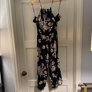 Aeropostale Black Floral Jumpsuit
